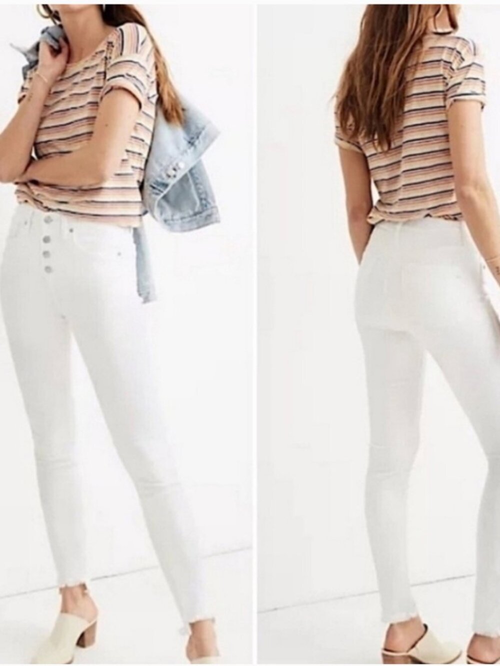 White 9 inch Mid Rise Skinny Jeans